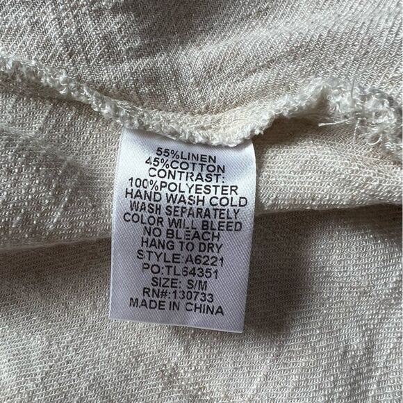 Umgee Tan Cream Boho Raw Edge Trim Mixed Fabric Duster Size Small/Medium - Picture 4 of 6